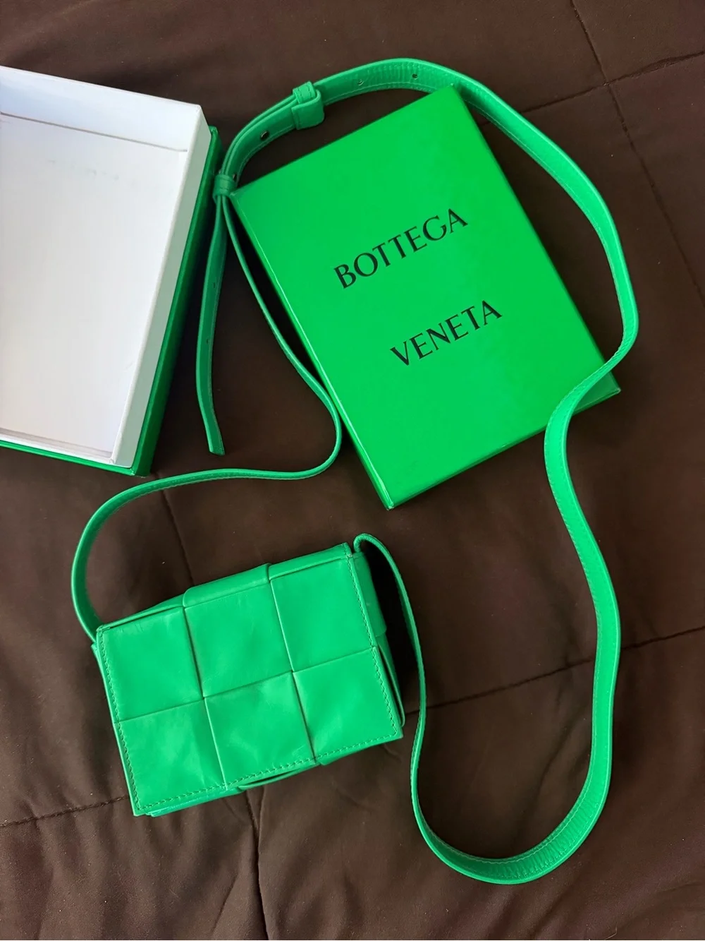 Bottega Green Mini Woven Leather Crossbody Bag